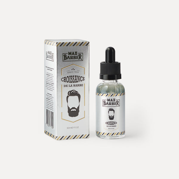 le sérum thorin de max-barber pour faire pousser sa barbe, sortit de son packaging et posé sur un fond blanc