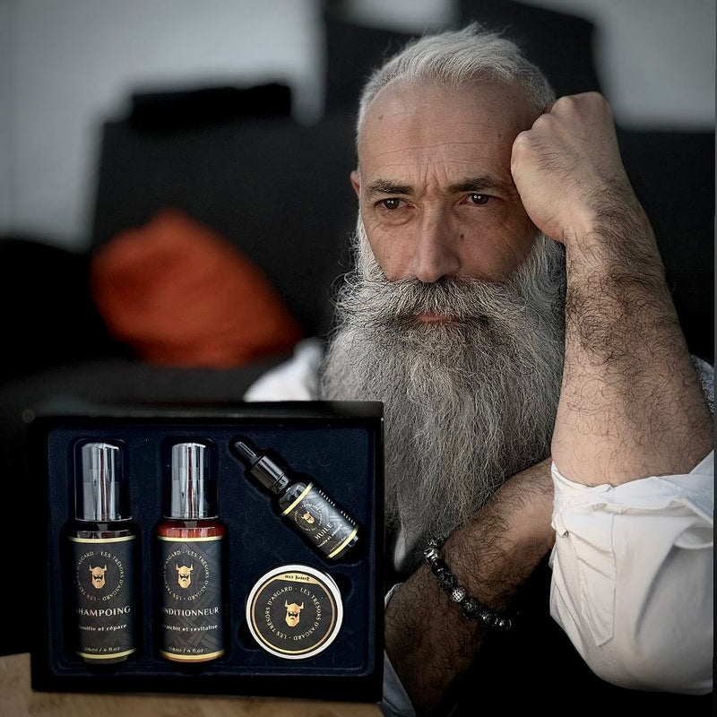 Homme avec une barbe soignée, coffret Les Trésors d'Asgard